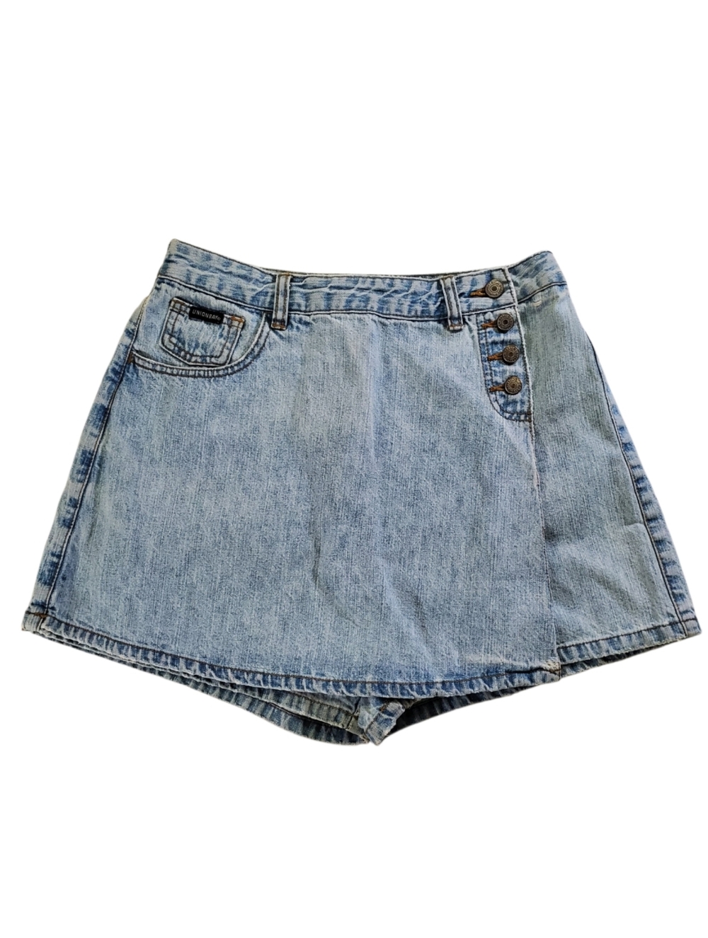 2581 * Unionbay Vintage Y2K Denim Wrap Mini Skort Light Wash Size 9